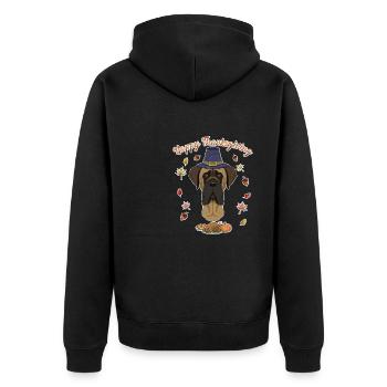 Happy Thanksgiving I Dog Lover I Mastiff - Unisex Premium Bio Zip Hoodie - Schwarz - Hinten - Nico (187cm)