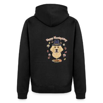 Happy Thanksgiving I Dog Lover I Labrador - Unisex Premium Bio Zip Hoodie - Schwarz - Hinten - Nico (187cm)