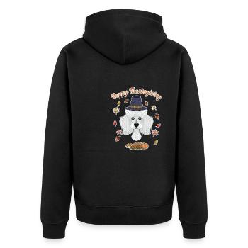 Joyeux Thanksgiving I Amoureux des chiens I Caniche - Veste à capuche bio Premium Unisexe - noir - Dos - Nico (187cm)