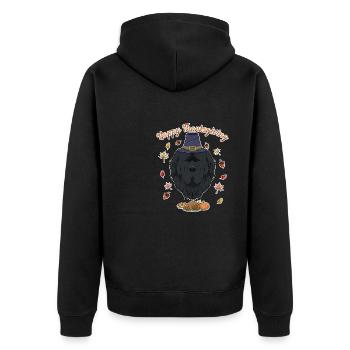 Happy Thanksgiving I Dog Lover I Newfoundland - Unisex Premium Bio Zip Hoodie - Schwarz - Hinten - Nico (187cm)