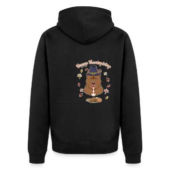 Happy Thanksgiving I Dog Lover I Pitbull - Unisex Premium Bio Zip Hoodie - Schwarz - Hinten - Nico (187cm)