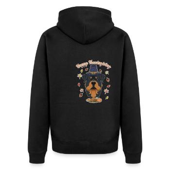 Joyeux Thanksgiving I Amoureux des chiens I Rottweiler - Veste à capuche bio Premium Unisexe - noir - Dos - Nico (187cm)