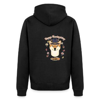Joyeux Thanksgiving I Amoureux des chiens I Shiba Inu - Veste à capuche bio Premium Unisexe - noir - Dos - Nico (187cm)