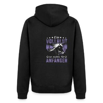 Mein Vollblut Anfänger Reitsport Pferdemädchen - Unisex Premium Bio Zip Hoodie - Schwarz - Hinten - Nico (187cm)