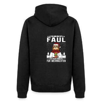 Ich bin nicht Faul Faultier Weihnachtsmarkt - Unisex Premium Bio Zip Hoodie - Schwarz - Hinten - Nico (187cm)