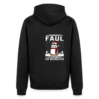 Ich bin nicht Faul Energie Pinguin Weihnachtsmarkt - Unisex Premium Bio Zip Hoodie - Schwarz - Hinten - Nico (187cm)