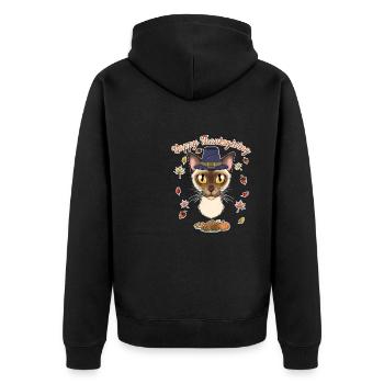 Amoureux des chats birmans I Happy Thanksgiving - Veste à capuche bio Premium Unisexe - noir - Dos - Nico (187cm)