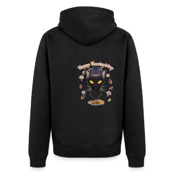 Bombay Cat Lover I Joyeux Thanksgiving - Veste à capuche bio Premium Unisexe - noir - Dos - Nico (187cm)