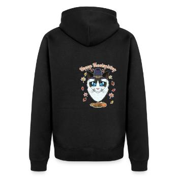 Ragdoll Cat Lover I Happy Thanksgiving - Unisex Premium Bio Zip Hoodie - Schwarz - Hinten - Nico (187cm)