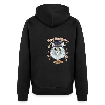 Amoureux des chats de la forêt norvégienne I Joyeux Thanksgiving - Veste à capuche bio Premium Unisexe - noir - Dos - Nico (187cm)