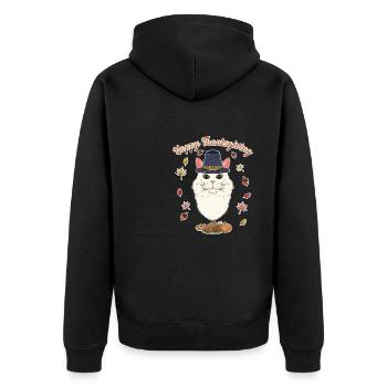 Turkish Angora Cat Lover I Happy Thanksgiving - Unisex Premium Organic Zip Hoodie - black - Back - Nico (187cm)