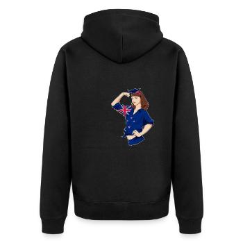 New Zealand Girl Unbreakable I Heritage New - Unisex Premium Bio Zip Hoodie - Schwarz - Hinten - Nico (187cm)