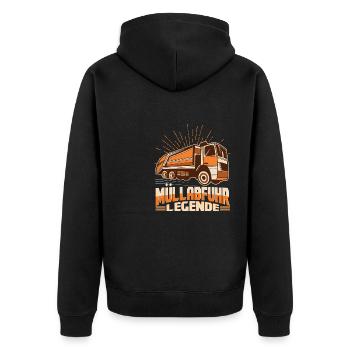 Müllabfuhr Legende Müllmann - Unisex Premium Bio Zip Hoodie - Schwarz - Hinten - Nico (187cm)