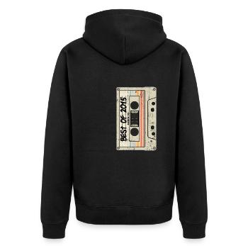 Best of 2015 Kasette Retro Tape - Unisex Premium Bio Zip Hoodie - Schwarz - Hinten - Nico (187cm)