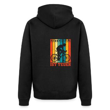 Guter Rad ist teuer Radfahrer - Unisex Premium Bio Zip Hoodie - Schwarz - Hinten - Nico (187cm)