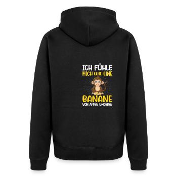 Affen Bananen Sarkasmus Arbeit - Unisex Premium Bio Zip Hoodie - Schwarz - Hinten - Nico (187cm)