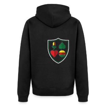 Schafkopf Watten Schnapsen Bayerisch-Schafkopf - Unisex Premium Bio Zip Hoodie - Schwarz - Hinten - Nico (187cm)