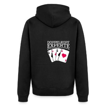Card Game Double Head Expert Playing Cards - Unisex Premium Organic Zip Hoodie - black - Back - Nico (187cm)