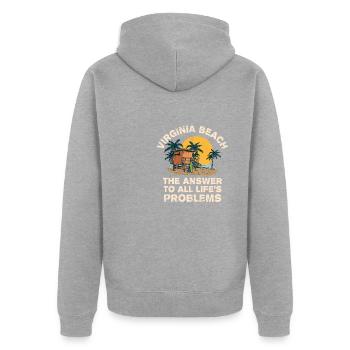Virginia Beach Answer To All Life's Problems - Unisex Premium Bio Zip Hoodie - Grau meliert - Hinten - Nico (187cm)
