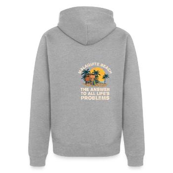 Malaquite Beach Réponse à tous les problèmes de la vie - Veste à capuche bio Premium Unisexe - gris chiné - Dos - Nico (187cm)