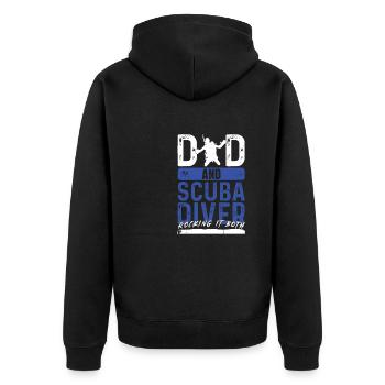 Deep Underwater Snorkeling Diver Lifestyle - Unisex Premium Organic Zip Hoodie - black - Back - Nico (187cm)