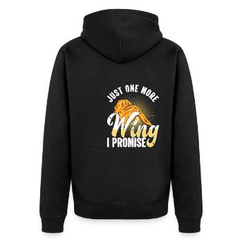 Fast Food Foodaholic Knuspriges Brathähnchen Gesch - Unisex Premium Bio Zip Hoodie - Schwarz - Hinten - Nico (187cm)