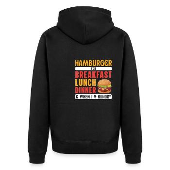 Lebensmittel-Liebhaber Lifestyle Lebensmittel Flei - Unisex Premium Bio Zip Hoodie - Schwarz - Hinten - Nico (187cm)