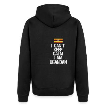 I can not Keep Calm I am Ugander - Unisex Premium Bio Zip Hoodie - Schwarz - Hinten - Nico (187cm)