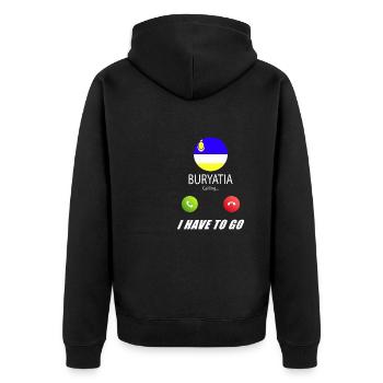 Buryatia ruft an Lusiger Flaggen Spruch - Unisex Premium Bio Zip Hoodie - Schwarz - Hinten - Nico (187cm)