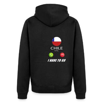 Chile calls lusiger flags saying - Unisex Premium Organic Zip Hoodie - black - Back - Nico (187cm)