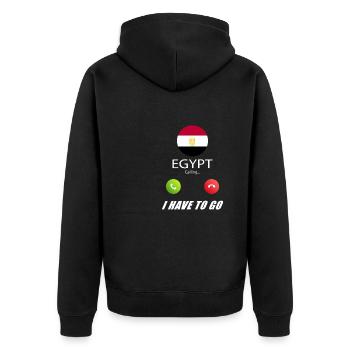 Egypt calls to Lusiger flags saying - Unisex Premium Organic Zip Hoodie - black - Back - Nico (187cm)