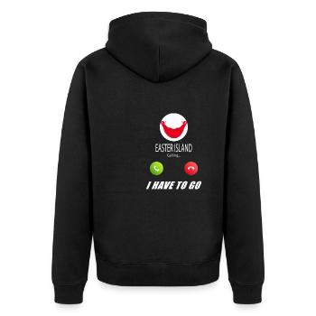 Easter Island calls lusiger flags saying - Unisex Premium Organic Zip Hoodie - black - Back - Nico (187cm)
