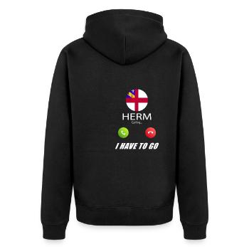 Herm calls lusiger flags saying - Unisex Premium Organic Zip Hoodie - black - Back - Nico (187cm)