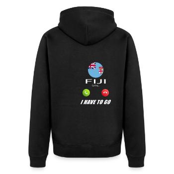 Fiji ruft an Lusiger Flaggen Spruch - Unisex Premium Bio Zip Hoodie - Schwarz - Hinten - Nico (187cm)