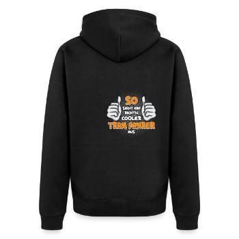 Straßenbahn Straßenbahnfahrer Tram Trambahn - Unisex Premium Bio Zip Hoodie - Schwarz - Hinten - Nico (187cm)