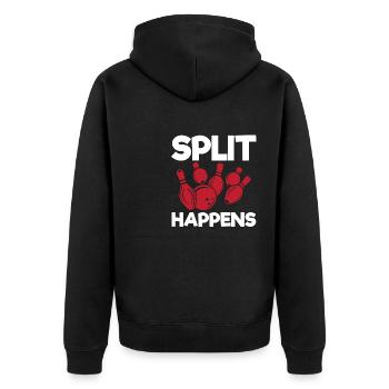 Manchmal Split - Unisex Premium Bio Zip Hoodie - Schwarz - Hinten - Nico (187cm)