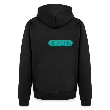 Klassisches Bowling - Unisex Premium Bio Zip Hoodie - Schwarz - Hinten - Nico (187cm)