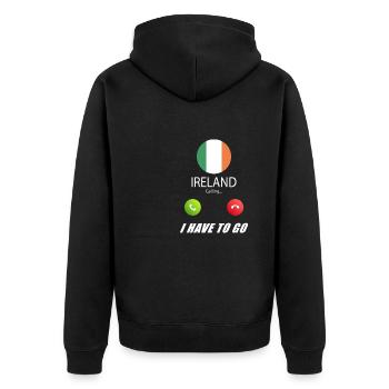 Irland ruft an Lusiger Flaggen Spruch - Unisex Premium Bio Zip Hoodie - Schwarz - Hinten - Nico (187cm)