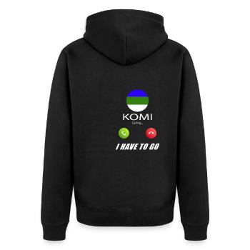 Komi calls to Lusiger flags saying - Unisex Premium Organic Zip Hoodie - black - Back - Nico (187cm)