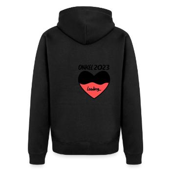 Onkel 2023 herz loading - Unisex Premium Bio Zip Hoodie - Schwarz - Hinten - Nico (187cm)