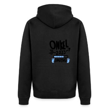 Onkel 2023 - Onkel werden - Onkel loading 2023 - Unisex Premium Bio Zip Hoodie - Schwarz - Hinten - Nico (187cm)