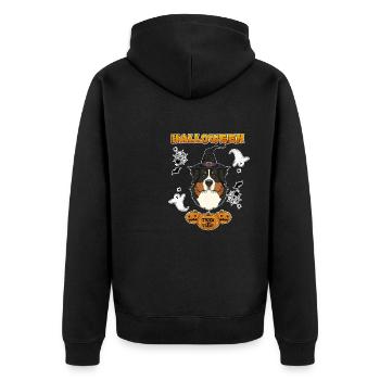 Happy Halloween I Dog Lover I Bernese Mountain Dog - Unisex Premium Organic Zip Hoodie - black - Back - Nico (187cm)