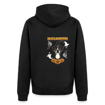 Happy Halloween I Dog Lover I Boxer - Unisex Premium Organic Zip Hoodie - black - Back - Nico (187cm)