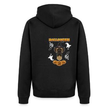 Happy Halloween I Dog Lover I Mastiff - Unisex Premium Bio Zip Hoodie - Schwarz - Hinten - Nico (187cm)