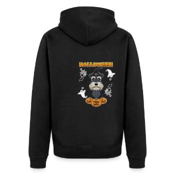 Happy Halloween I Dog Lover I Miniature Schnauzer - Unisex Premium Bio Zip Hoodie - Schwarz - Hinten - Nico (187cm)