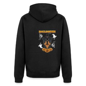 Happy Halloween I Dog Lover I Rottweiler - Unisex Premium Organic Zip Hoodie - black - Back - Nico (187cm)