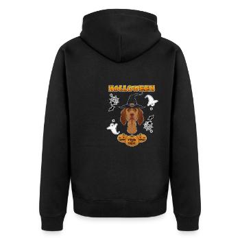 Joyeux Halloween I Dog Lover I Vizsla - Veste à capuche bio Premium Unisexe - noir - Dos - Nico (187cm)