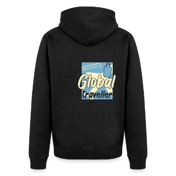 Global Traveller Luggage - Unisex Premium Organic Zip Hoodie - black - Back - Nico (187cm)