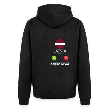 La Lettonie qualifie de slogan les drapeaux lusiger - Veste à capuche bio Premium Unisexe - noir - Dos - Nico (187cm)