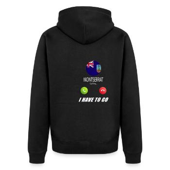 Montserrat calls to Lusiger flags saying - Unisex Premium Organic Zip Hoodie - black - Back - Nico (187cm)